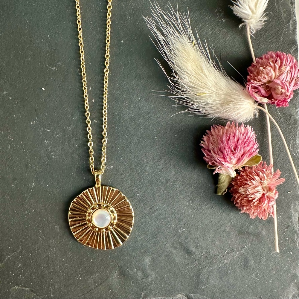 Sun Charm Necklace gold filled 14k